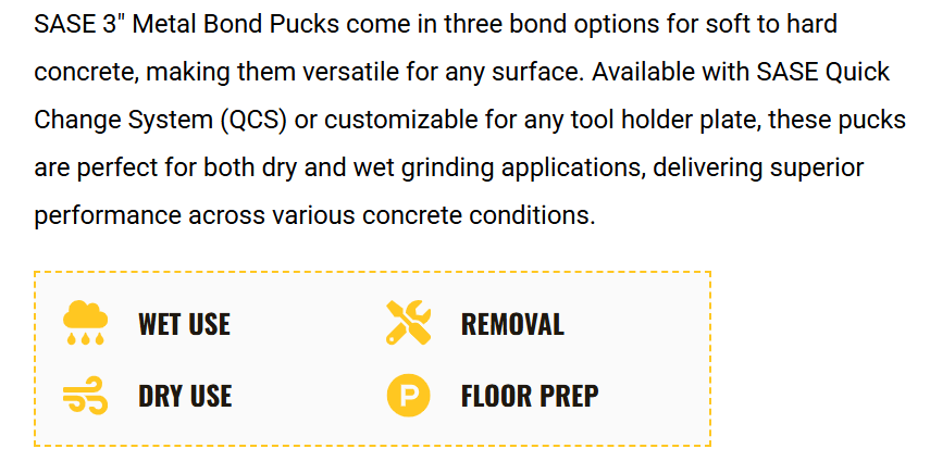Metal Bond Hockey Puck 3 Segment 40 Grit
