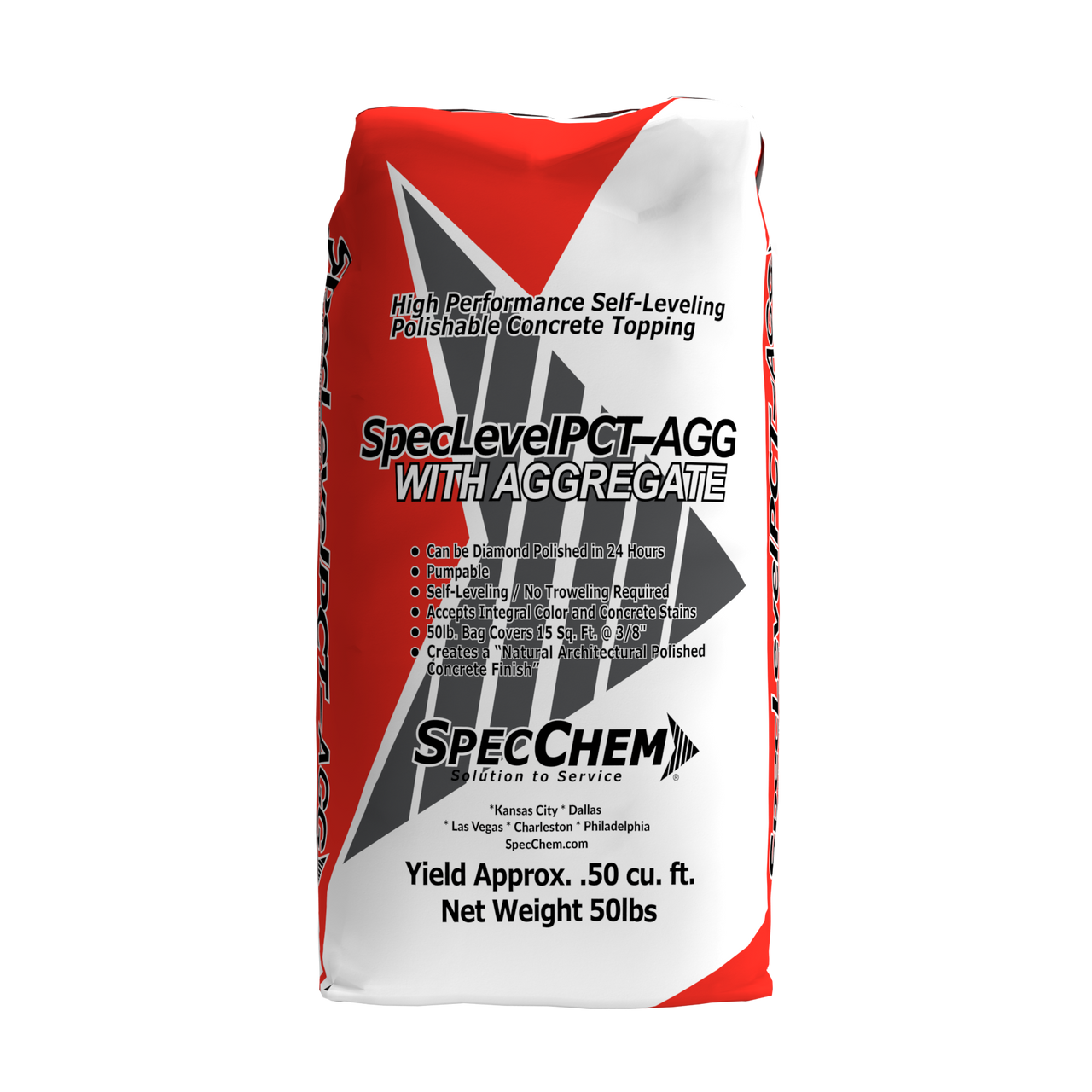 SpecLevel PCT‑AGG is a premium, cement‑based, self‑leveling, and polishable concrete topping, uniquely pre‑extended with special aggregates to achieve a natural architectural concrete finish. Engineered for ease of use and versatility, it delivers a dense, hard surface that can be diamond polished in just 24 hours, drying to a light concrete gray that beautifully accepts integral colors or stains.
